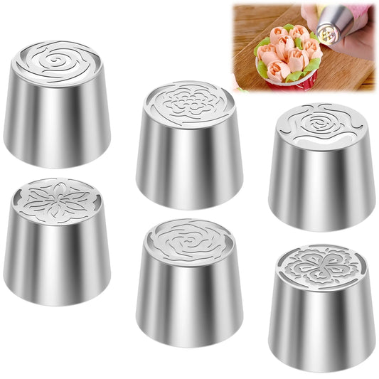 6/8Pcs Flower Russian Piping Tip Set DIY Baking Cupcake Cookie Decorating Stainless Steel Layered Rose Icing Tip Kitchen Gadgets