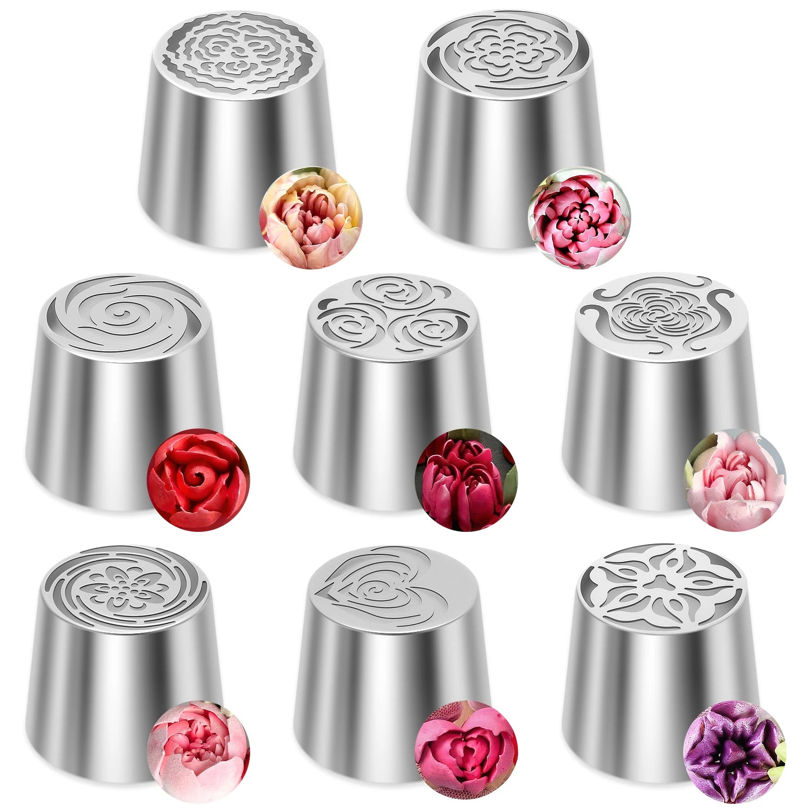 6/8Pcs Flower Russian Piping Tip Set DIY Baking Cupcake Cookie Decorating Stainless Steel Layered Rose Icing Tip Kitchen Gadgets