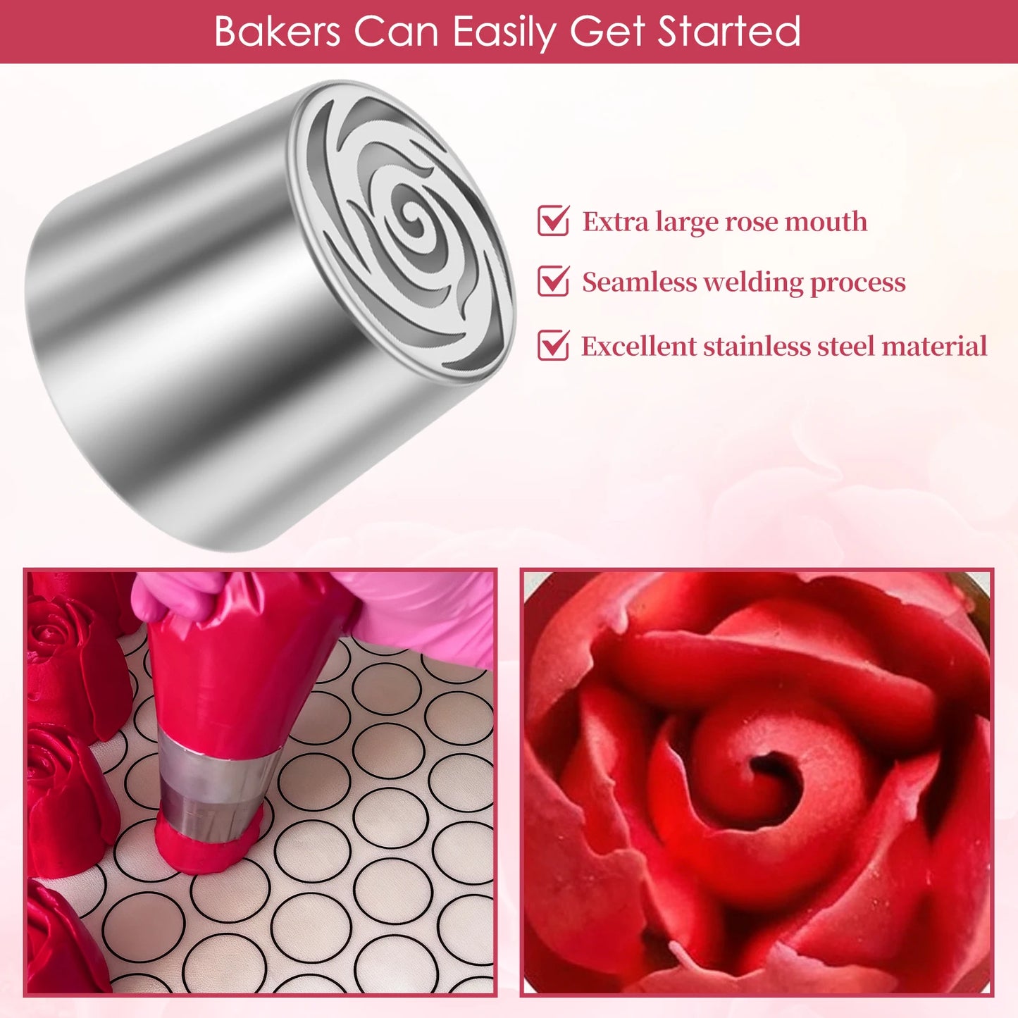 6/8Pcs Flower Russian Piping Tip Set DIY Baking Cupcake Cookie Decorating Stainless Steel Layered Rose Icing Tip Kitchen Gadgets