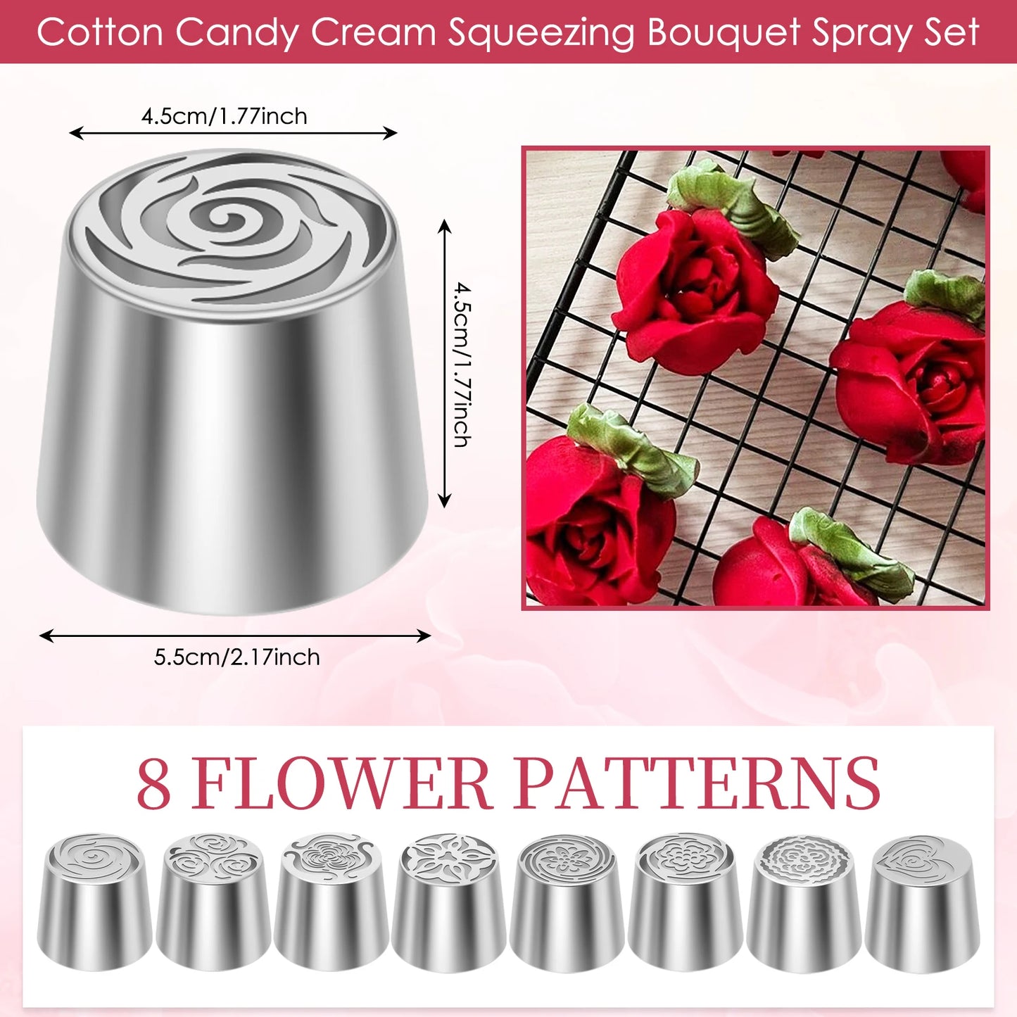 6/8Pcs Flower Russian Piping Tip Set DIY Baking Cupcake Cookie Decorating Stainless Steel Layered Rose Icing Tip Kitchen Gadgets